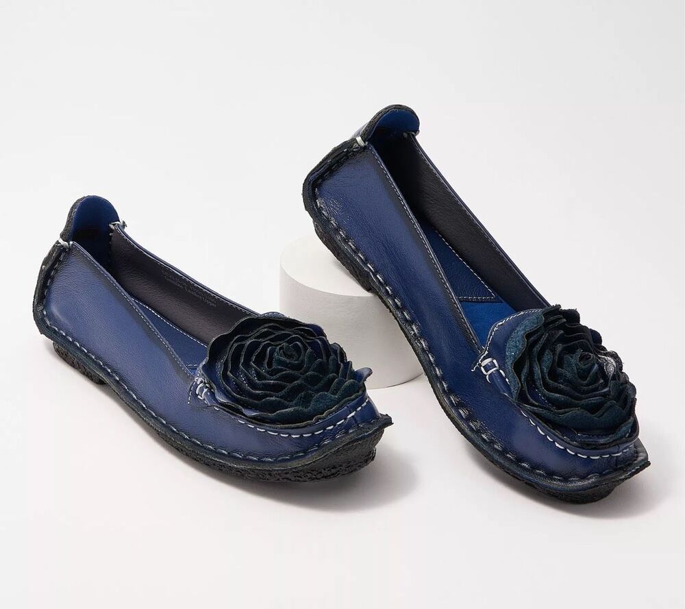 L’Artiste Dezi Hand Painted Ombre Leather Floral Ballerina Flats blue eur 38 7.5